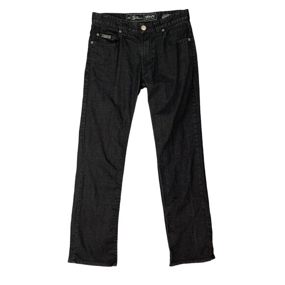 Armani Collezioni Jean Mens 30 Black Slim Fit Medium Waist Straight Tight Leg - Picture 1 of 15